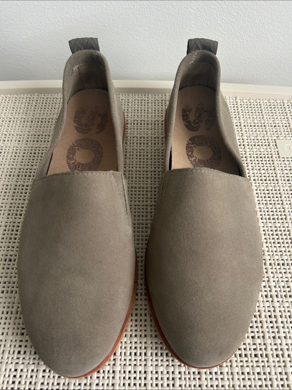 Sorel Greenish-Gray Suede Slip-On Flats